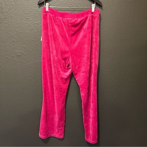 BCBGMaxazria Pink Spell Out Velour Baggy Track Pants - Picture 3 of 7